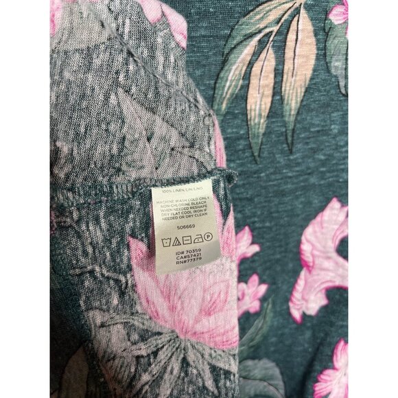 Ann Taylor Green Linen Floral Blouse Small Garden Casual Work Spring Summe - Picture 9 of 13